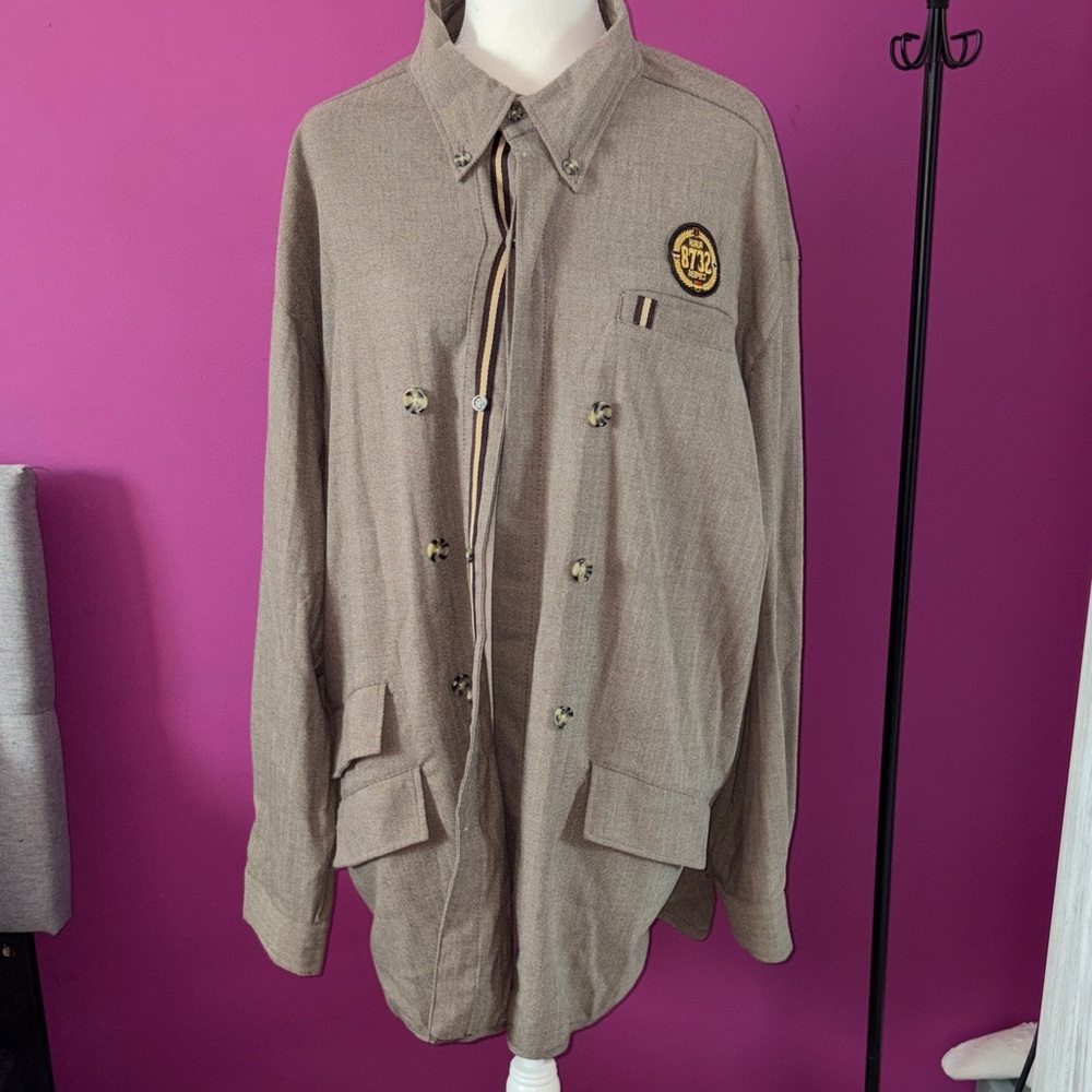 MENS Eight 732 Tan Button-Front Field Jacket with Patch - Picture 3 of 6